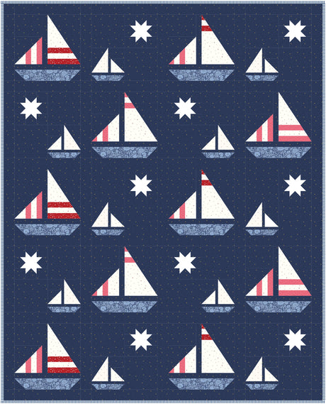 Stripey Sails & Stars Sailboat Quilt Pattern | Wholesale Package of 6