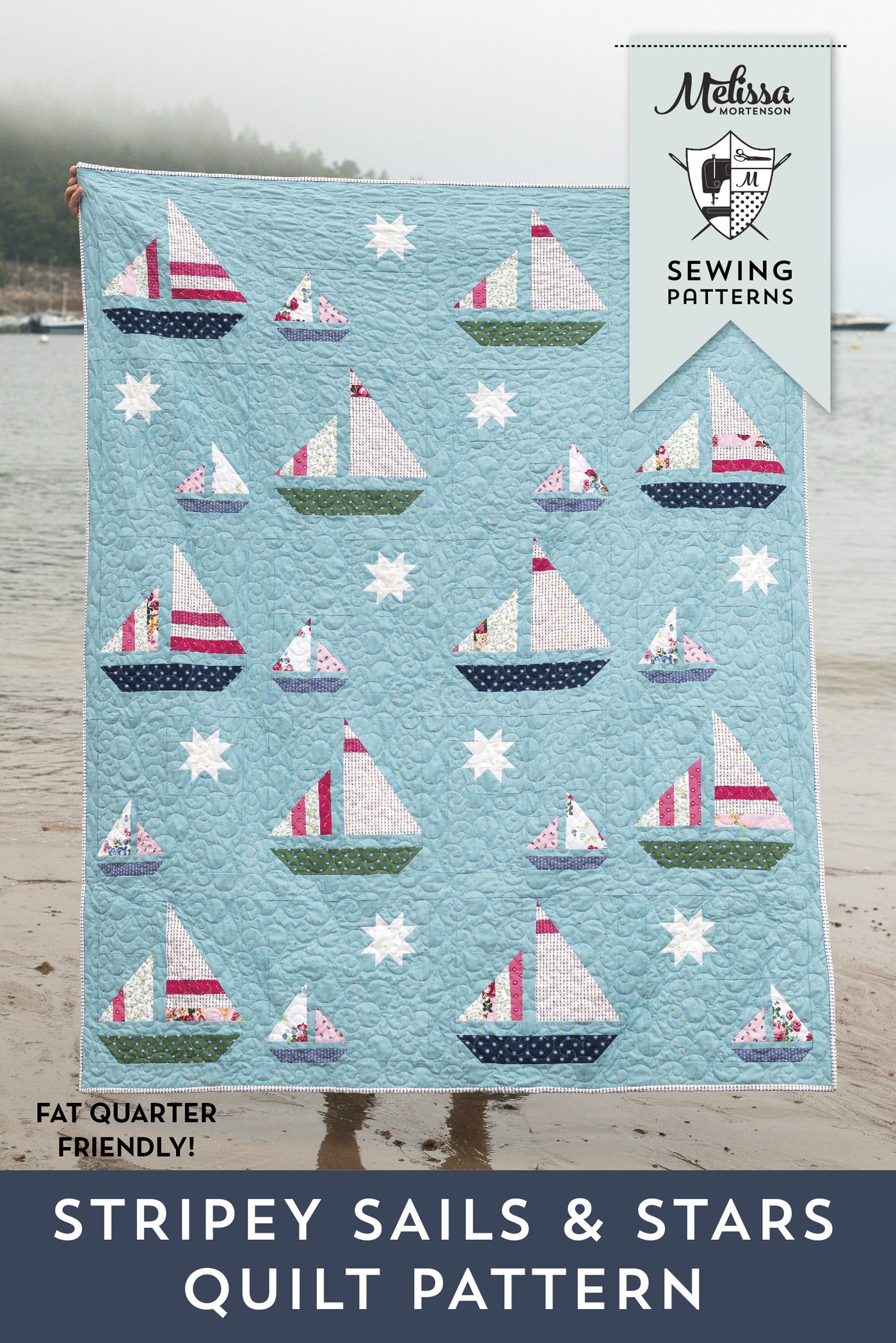 Stripey Sails & Stars Sailboat Quilt Pattern | Printed Pattern