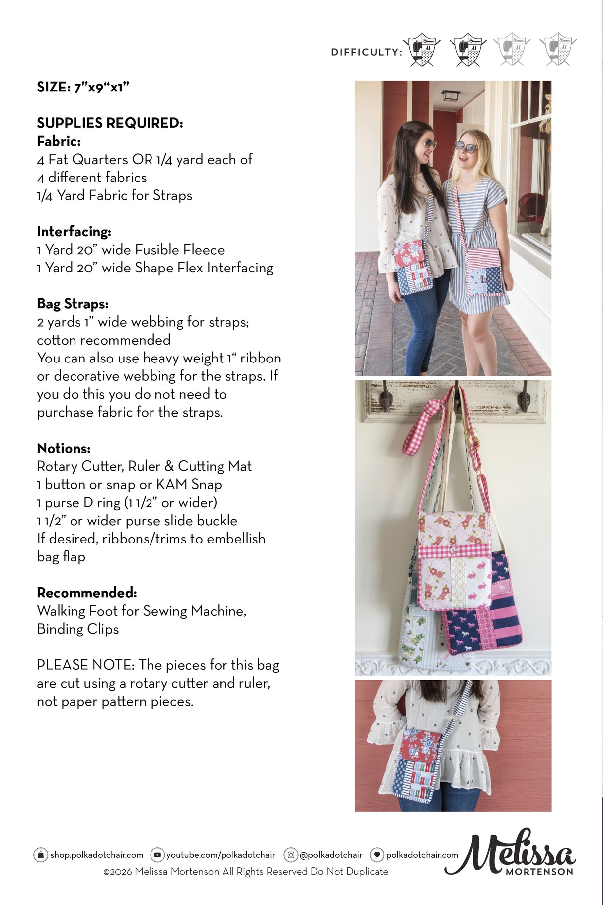 June Bag, Mini Messenger Bag Sewing Pattern | Digital PDF Pattern