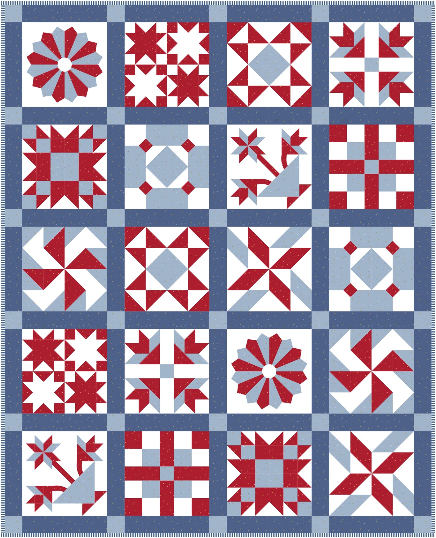 Society Sparkler Vintage Inspired Sampler Quilt Pattern | Printed Pattern