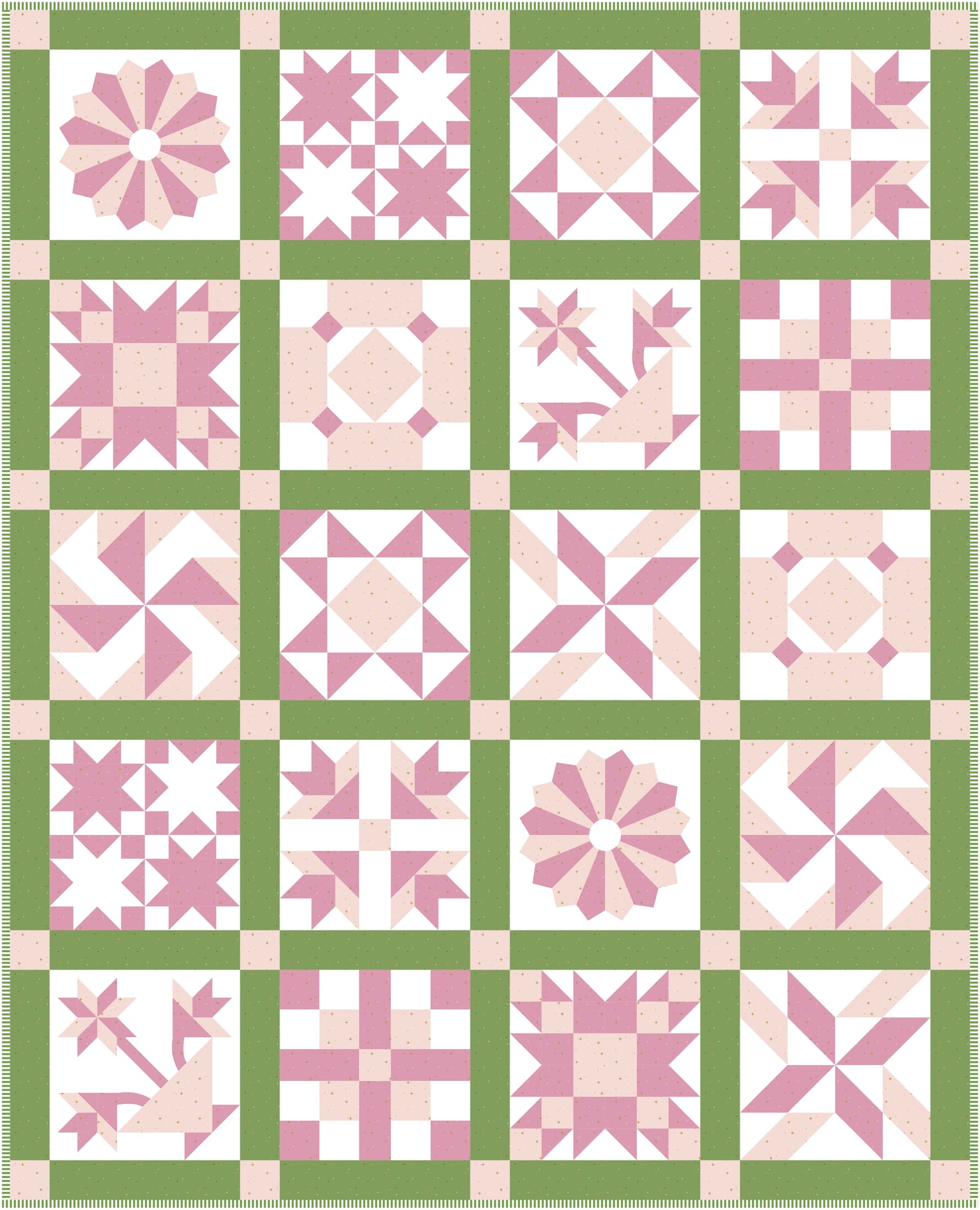 Society Sparkler Vintage Inspired Sampler Quilt Pattern | Printed Pattern