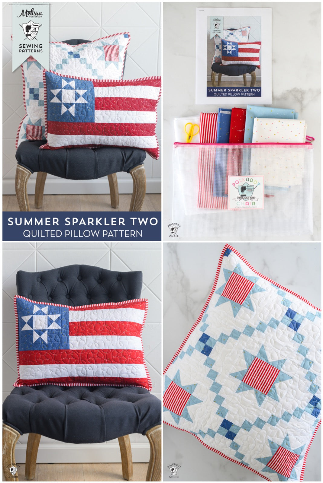 Summer Sparkler Two Quilted Pillow Pattern & Fabric Kit
