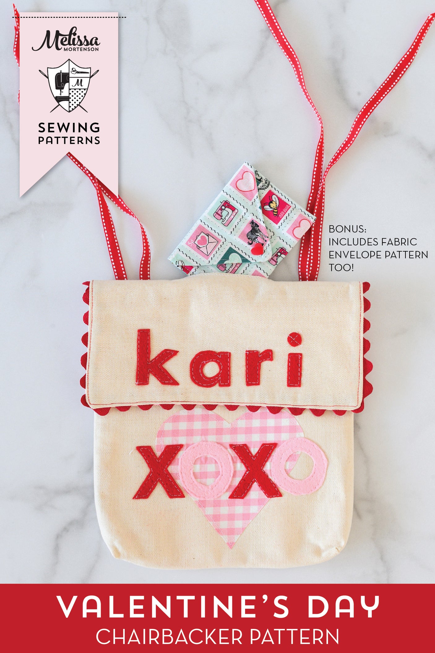 Valentine's Day Chair Backer Pouch & Envelope | Digital PDF Sewing Pattern