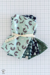 Blue and Green Halloween Fabrics Bundle; Four Half Yard Cuts