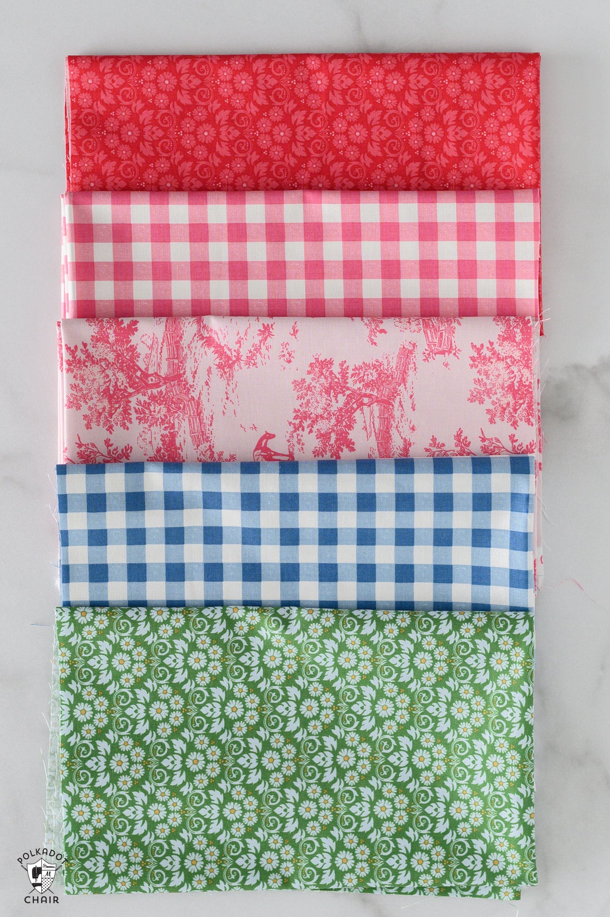 Bluegrass Charm Fabric Fat Quarter Bundle; Pink, Blue & Green