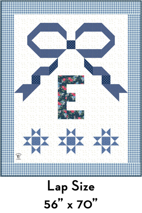 Bows and Monograms Lap and Baby Quilt Pattern with Holiday Version | Printed Pattern