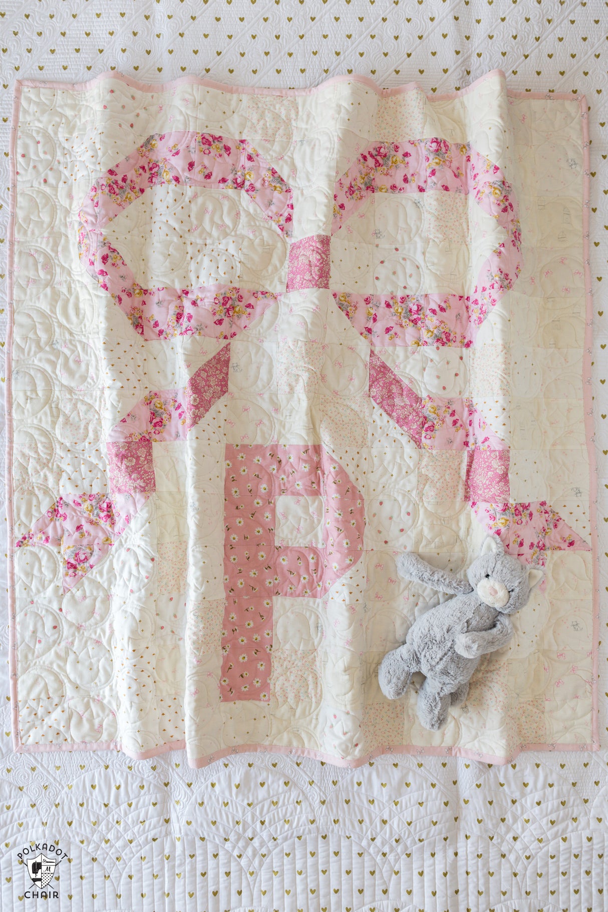 Bows and Monograms Lap and Baby Quilt Pattern with Holiday Version | Printed Pattern