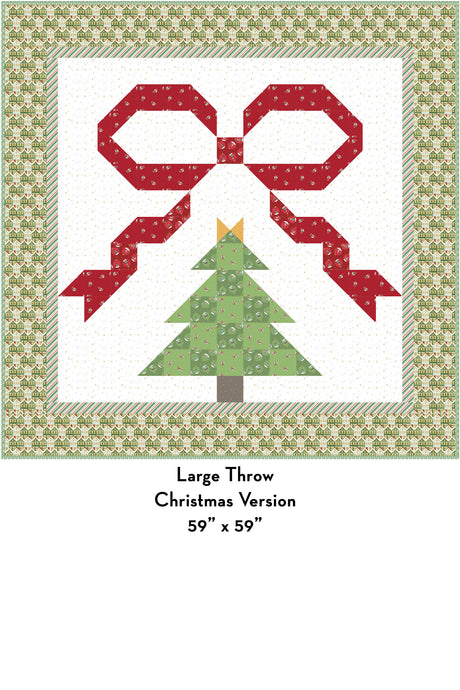 Bows and Monograms Lap and Baby Quilt Pattern with Holiday Version | Printed Pattern