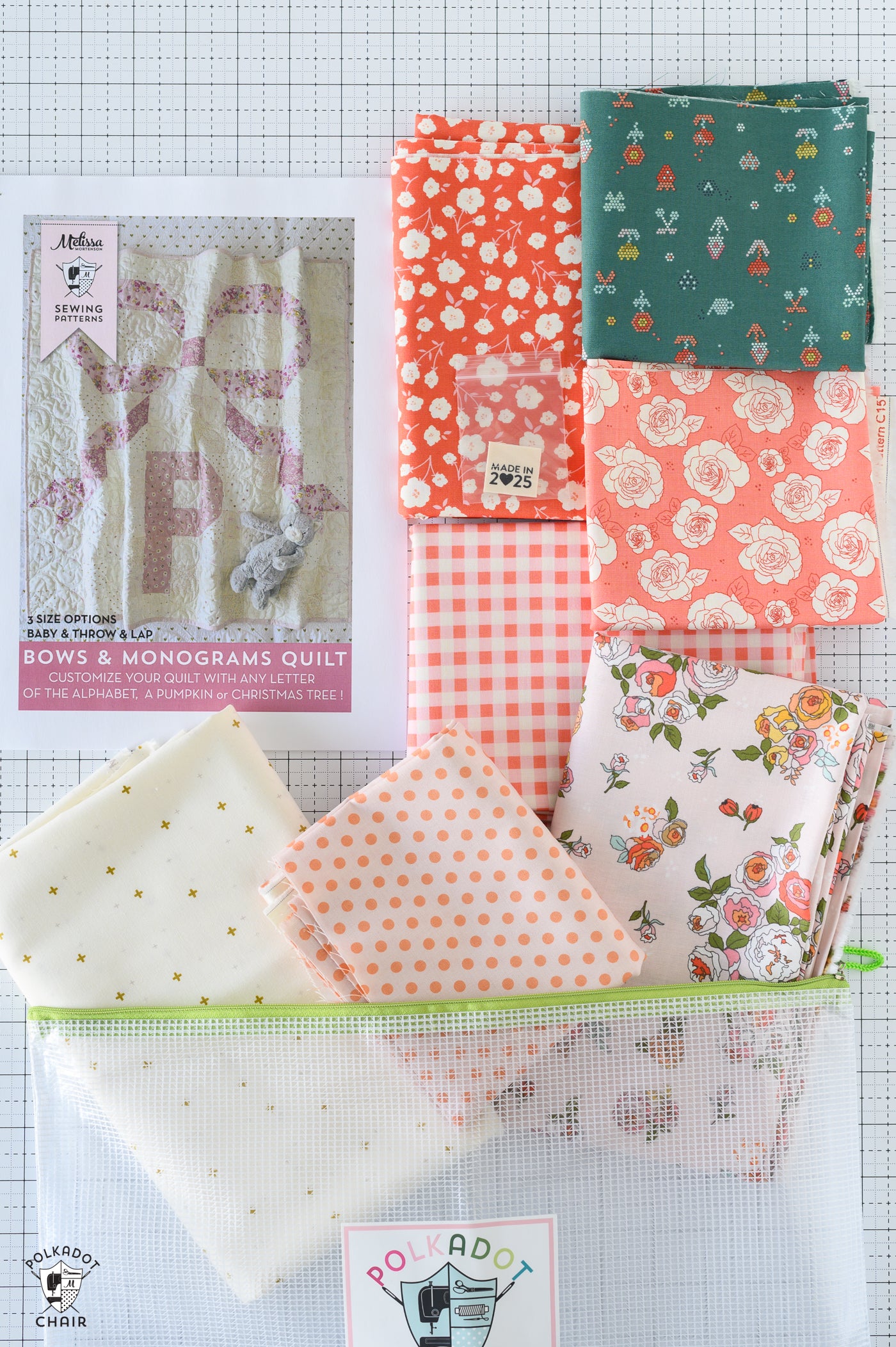 Bows and Monograms Quilt Kit; Includes Fabric and Pattern