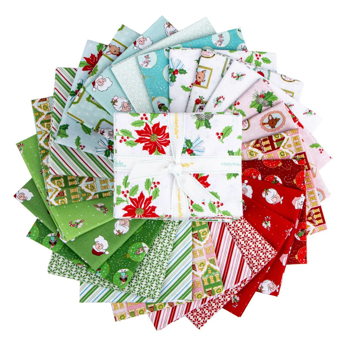 Collection of festive Christmas-themed paper packages in various patterns.