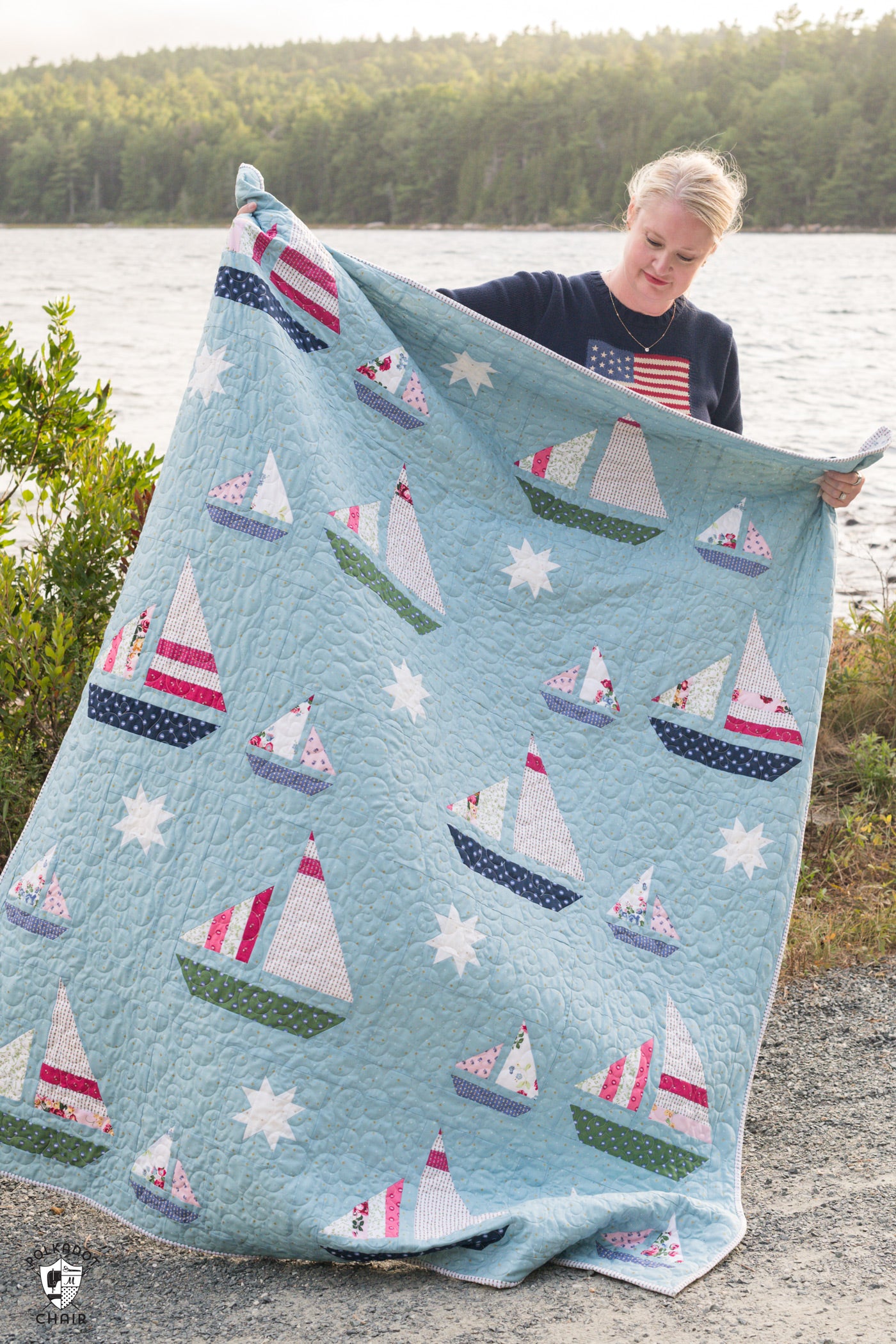 Stripey Sails & Stars Sailboat Quilt Pattern | Printed Pattern