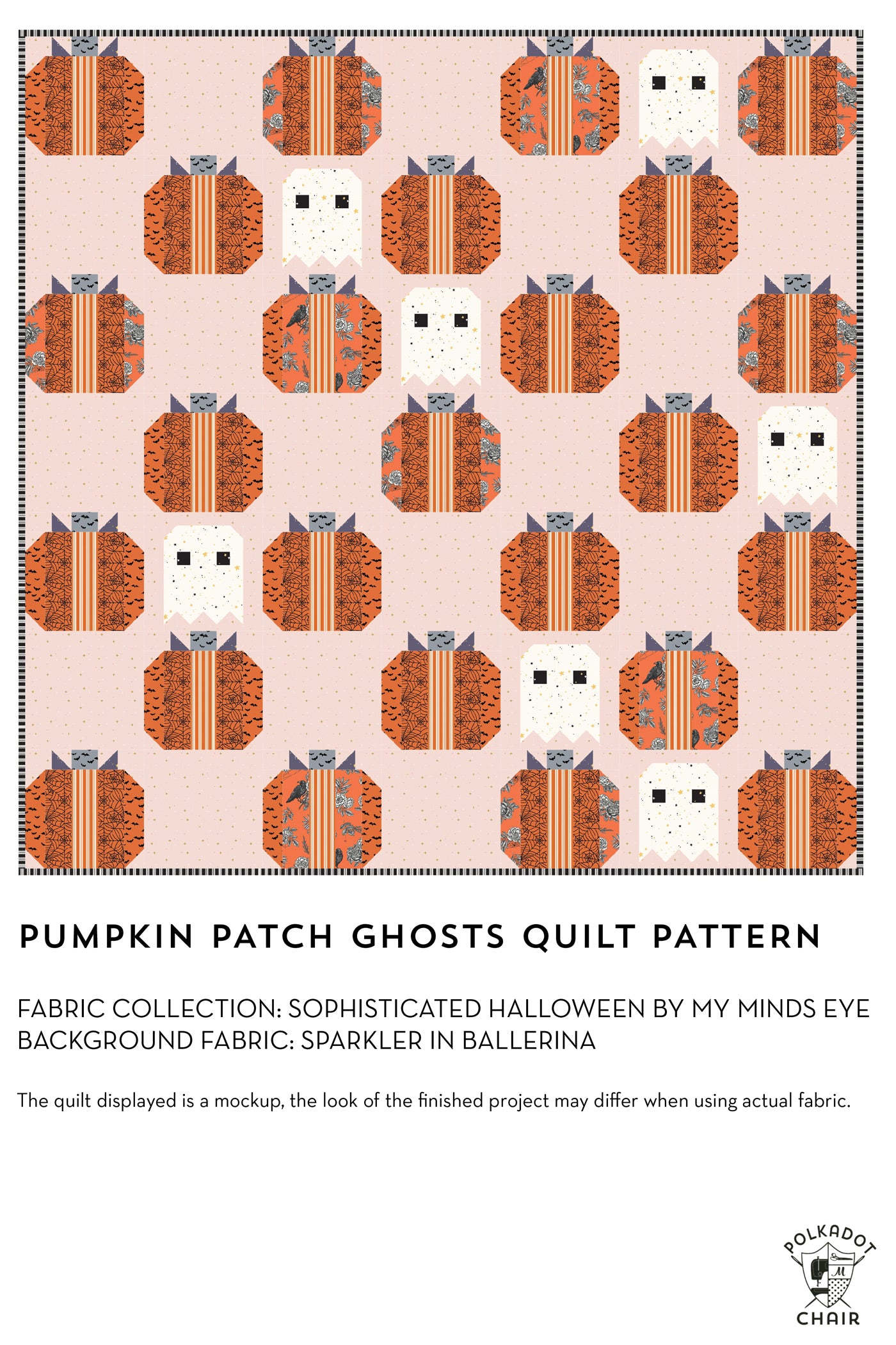 Pumpkin Patch Ghosts Halloween Quilt Pattern; Digital PDF Pattern