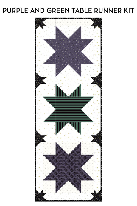 Bitty Bats and Stars Quilted Halloween Table Runner Kit; Fabric & Quilt Pattern