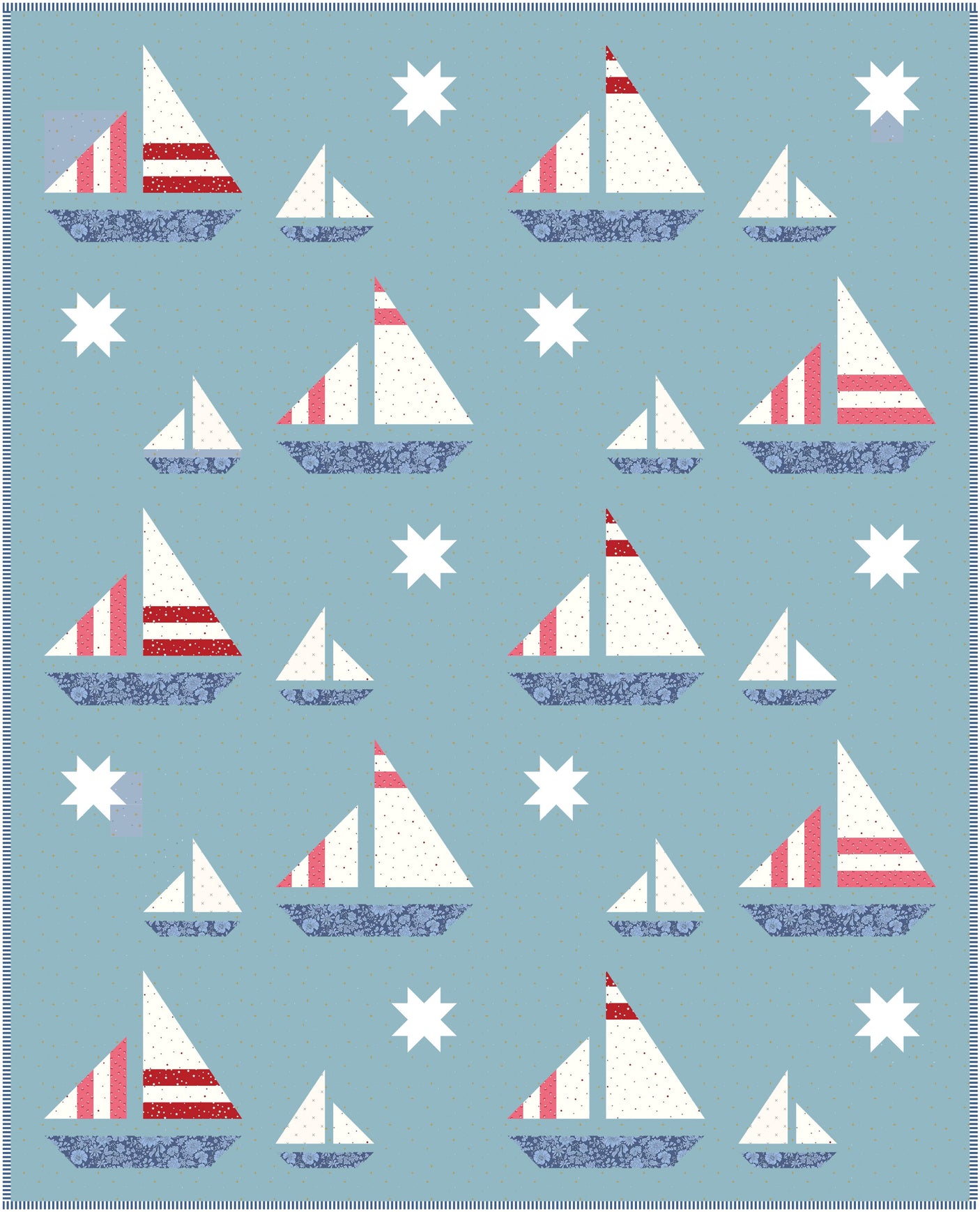 Stripey Sails & Stars Sailboat Quilt Pattern | Wholesale Package of 6