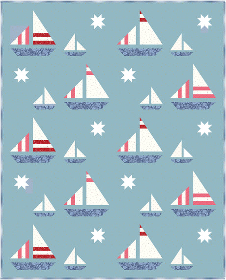 Stripey Sails & Stars Sailboat Quilt Pattern | Wholesale Package of 6