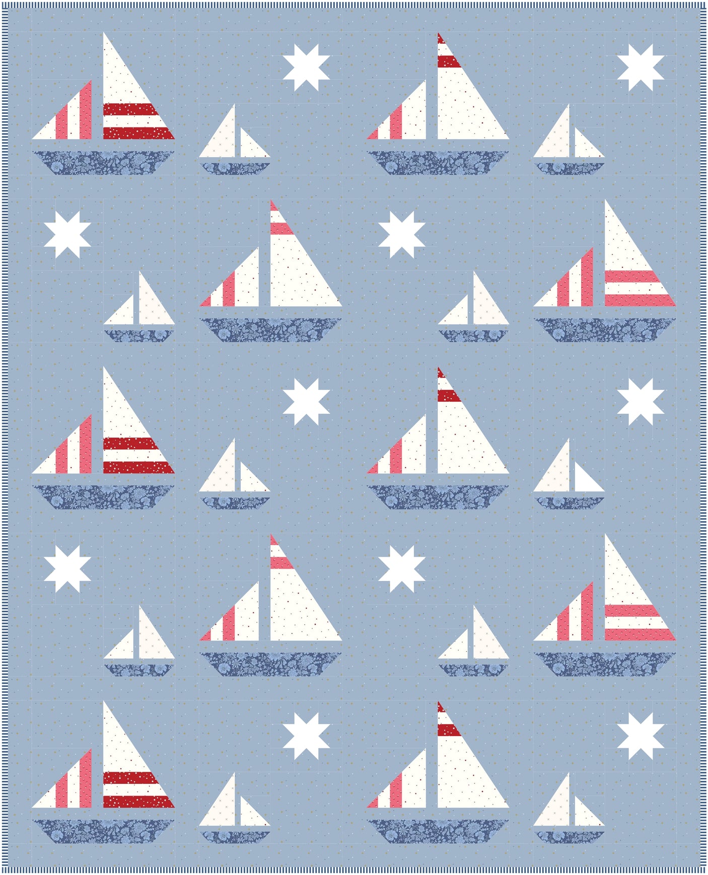 Stripey Sails & Stars Sailboat Quilt Pattern | Wholesale Package of 6