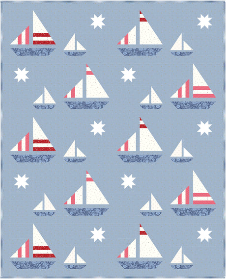 Stripey Sails & Stars Sailboat Quilt Pattern | Wholesale Package of 6