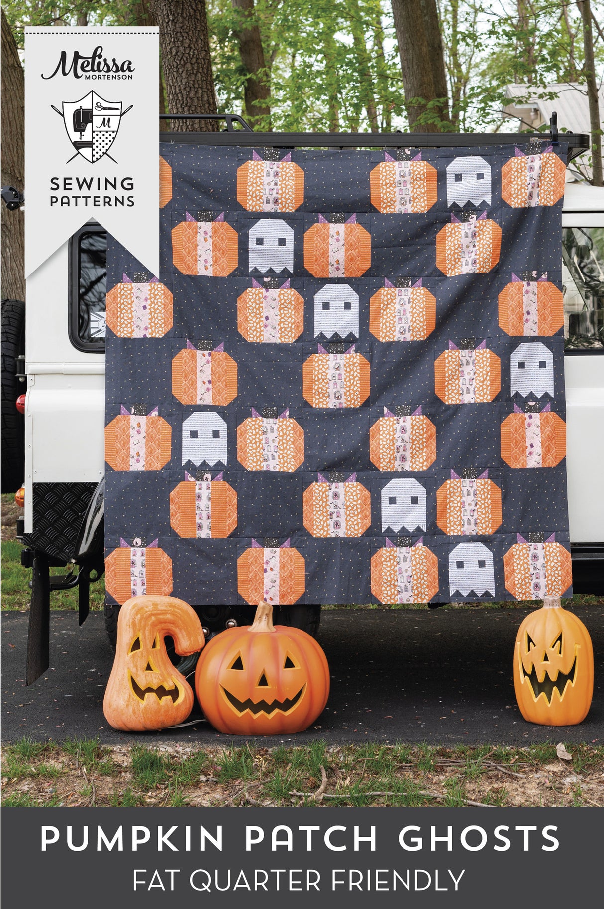 Pumpkin Patch Ghosts Halloween Quilt Pattern; Digital PDF Pattern