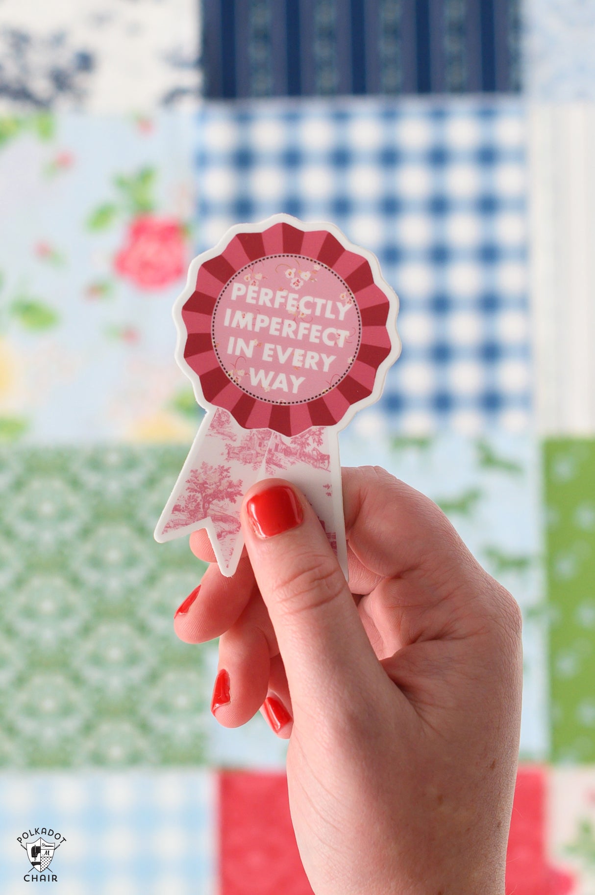 Quilting Prize Ribbon Sticker; Perfectly Imperfect