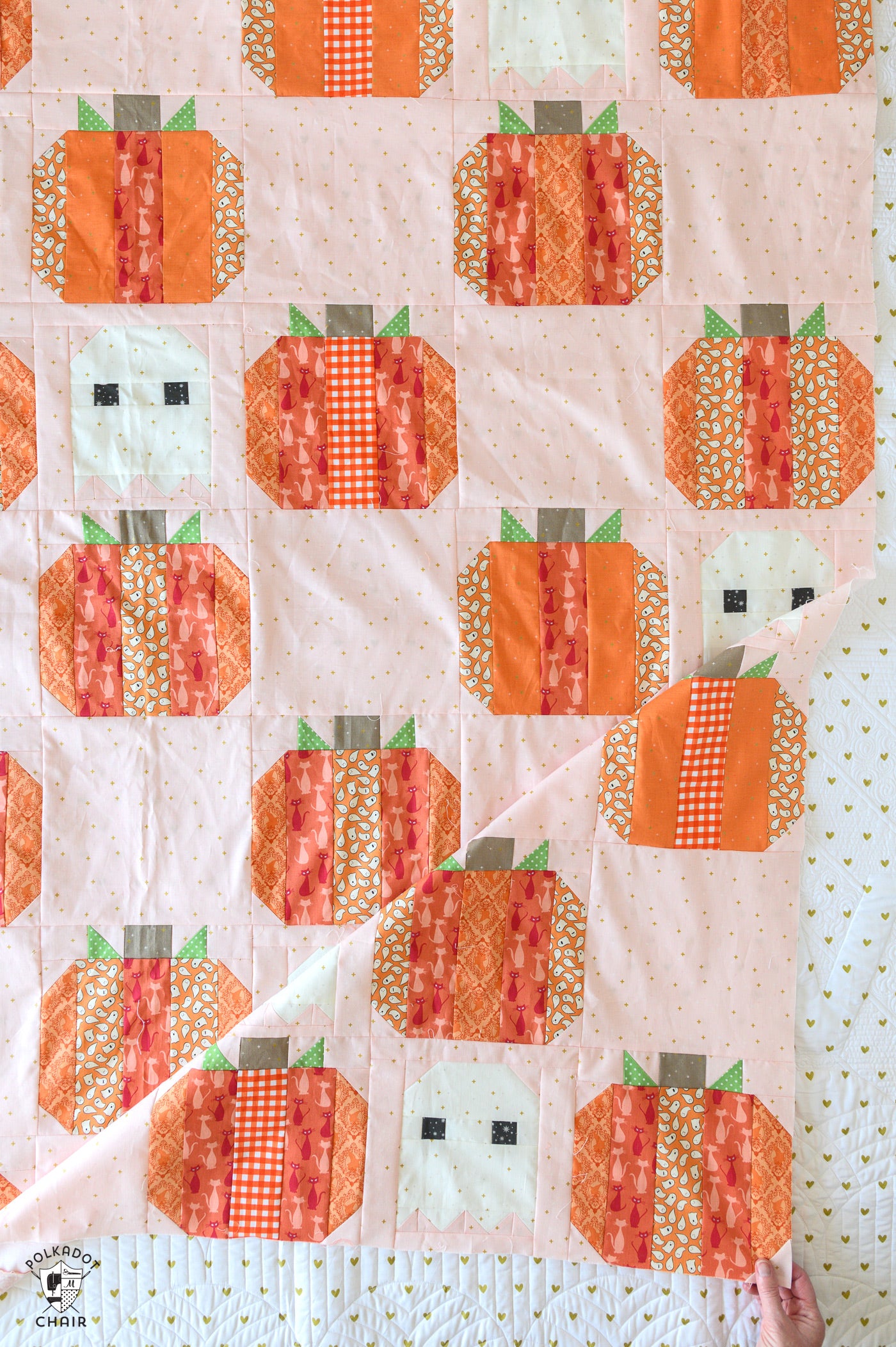 Pumpkin Patch Ghosts Halloween Quilt Pattern; Digital PDF Pattern