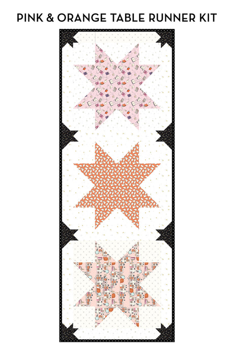 Bitty Bats and Stars Quilted Halloween Table Runner Kit; Fabric & Quilt Pattern