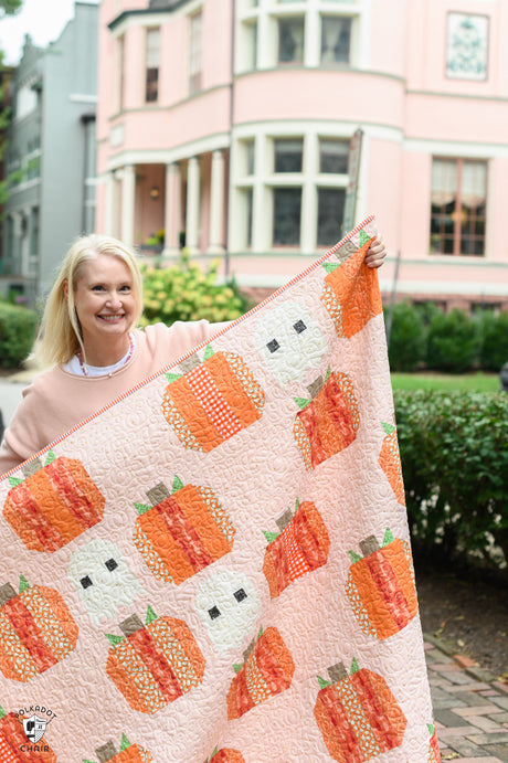 Pink-o-ween Pumpkin Patch Ghosts Quilt Kit; Fabric & Pattern