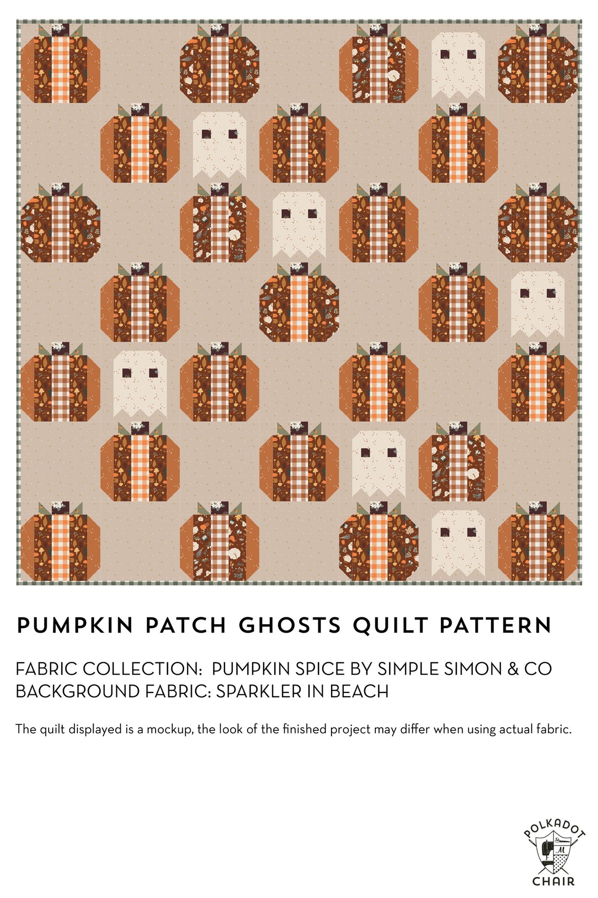 Pumpkin Patch Ghosts Halloween Quilt Pattern; Digital PDF Pattern