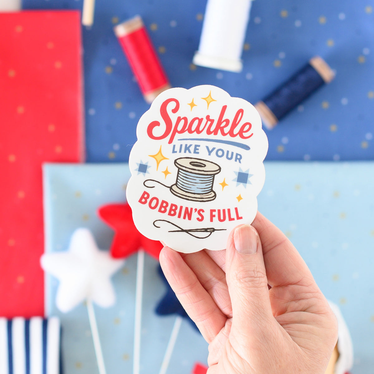 Sparkle Like Your Bobbin’s Full Sewing Sticker – Polka Dot Chair ...
