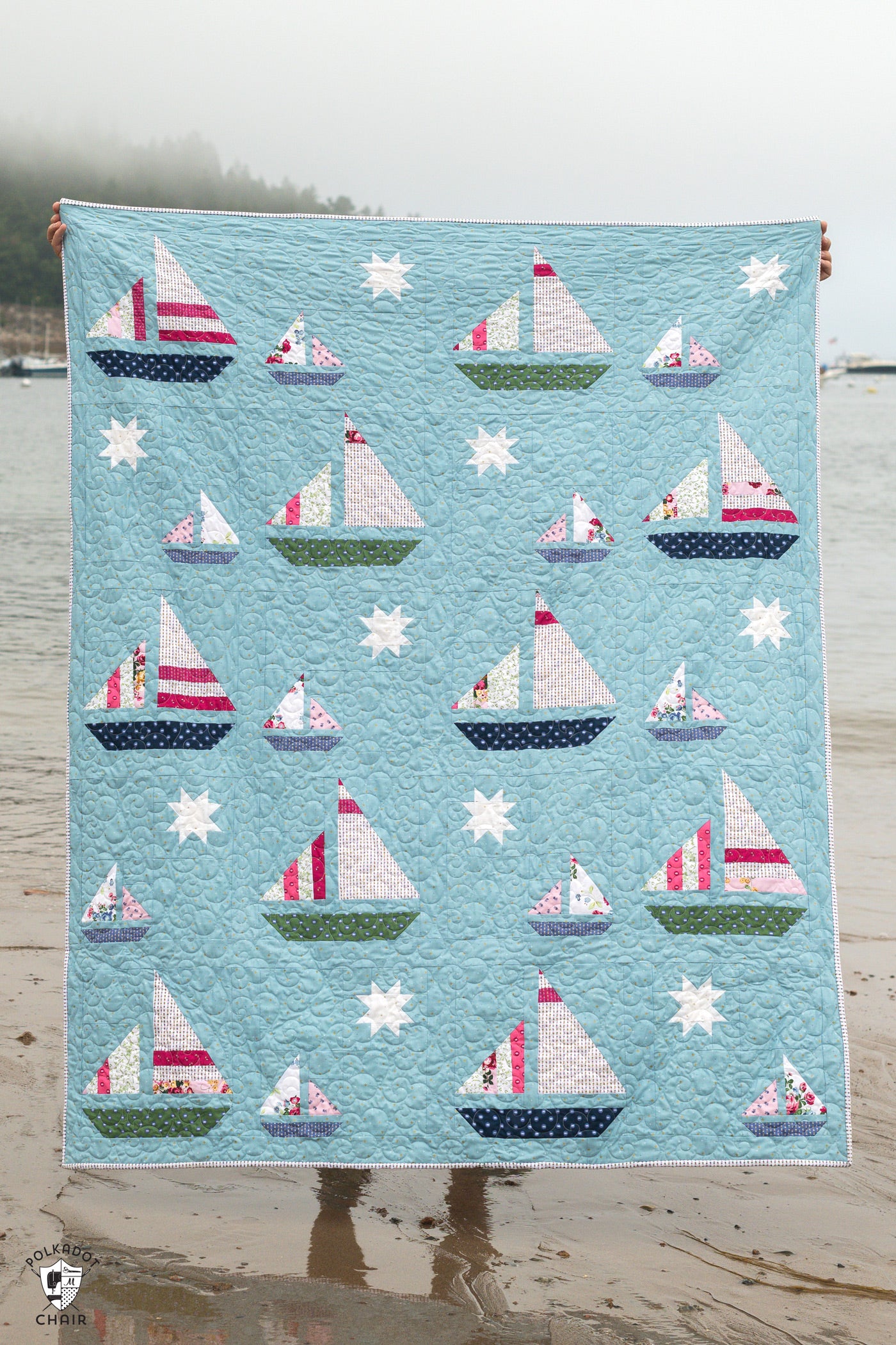 Stripey Sails & Stars Sailboat Quilt Pattern | Printed Pattern