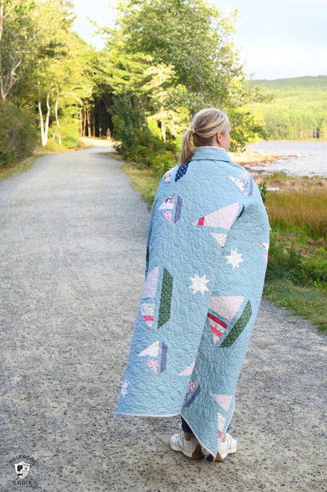 Stripey Sails & Stars Sailboat Quilt Pattern | Printed Pattern