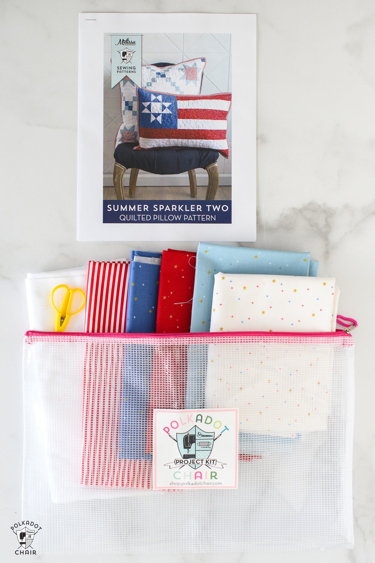 Summer Sparkler Two Quilted Pillow Pattern & Fabric Kit