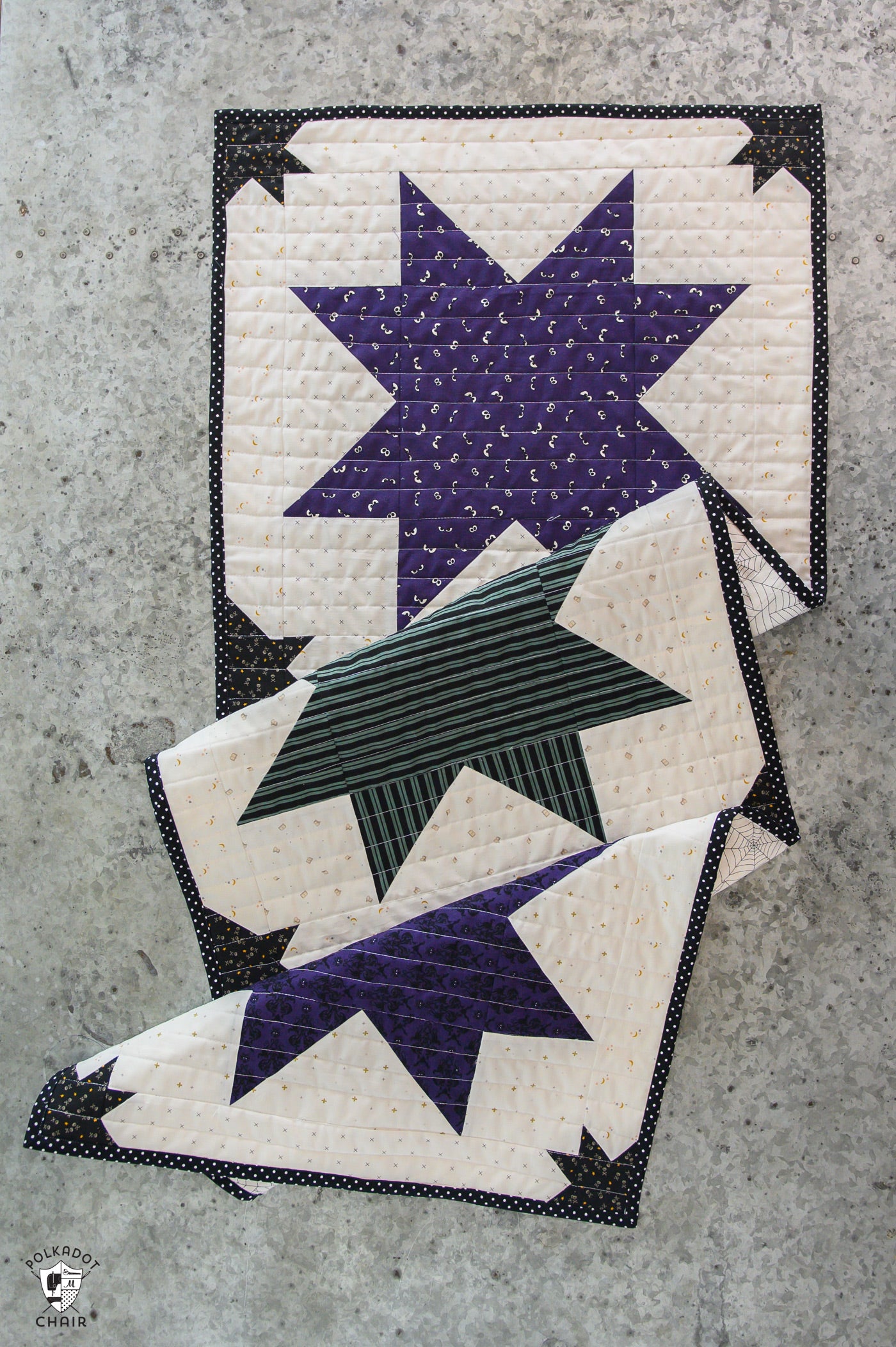 Bitty Bats and Stars Halloween Quilt Pattern with Table Runner Instructions | Digital PDF Pattern