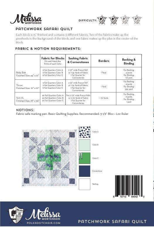 Patchwork Safari Quilt Pattern (in 3 sizes) | Digital PDF Pattern