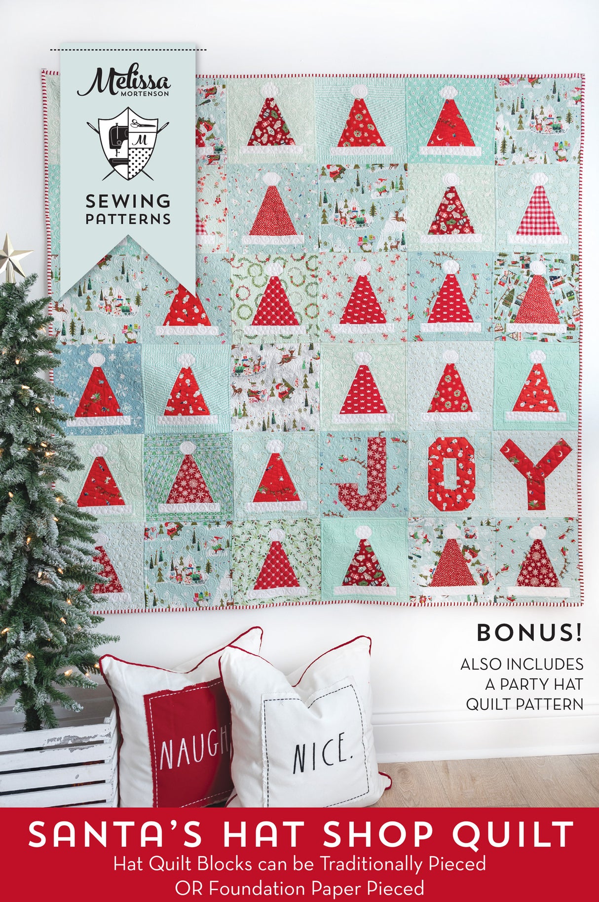 Santa's Hat Shop Christmas Quilt Pattern | PRINTED Quilt Pattern