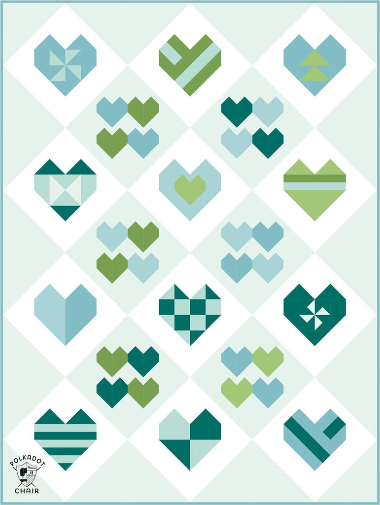 All the Hearts 2021 Block of the Month | Digital PDF Quilt Pattern - Polka Dot Chair Patterns by Melissa Mortenson