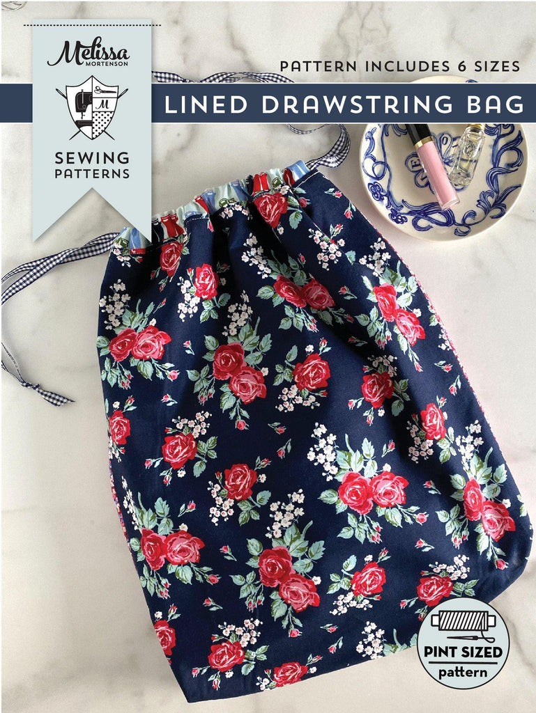 Reversible Lined Drawstring Bag Pattern in 6 Sizes | Digital PDF - Polka Dot Chair Patterns by Melissa Mortenson