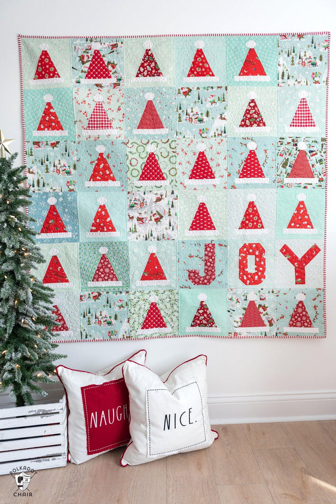 Santa's Hat Shop Christmas Quilt & Party Hat Quilt Pattern | Digital PDF Pattern - Polka Dot Chair Patterns by Melissa Mortenson