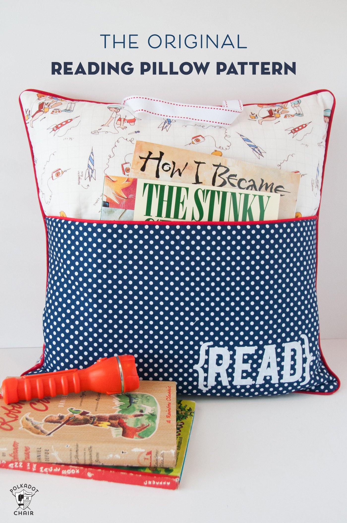 Reading Pillow / Pocket Book Pillow Pattern Bundle in Two Sizes | Digital PDF Pattern - Polka Dot Chair Patterns by Melissa Mortenson