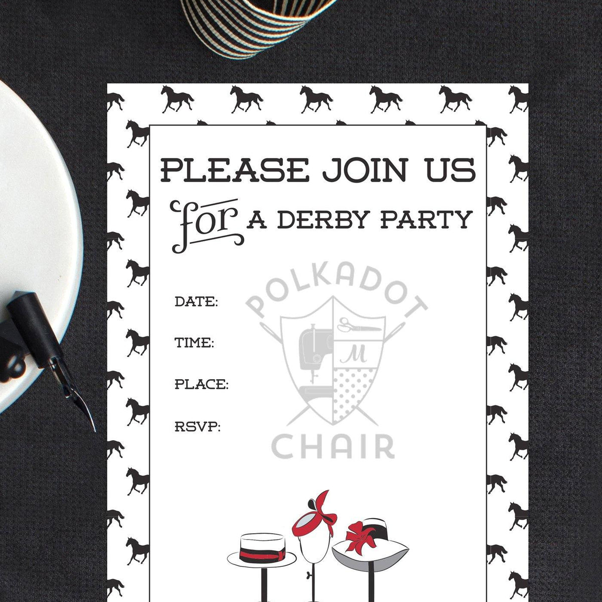Derby Party Printables | Digital PDF Product – Polka Dot Chair Patterns ...